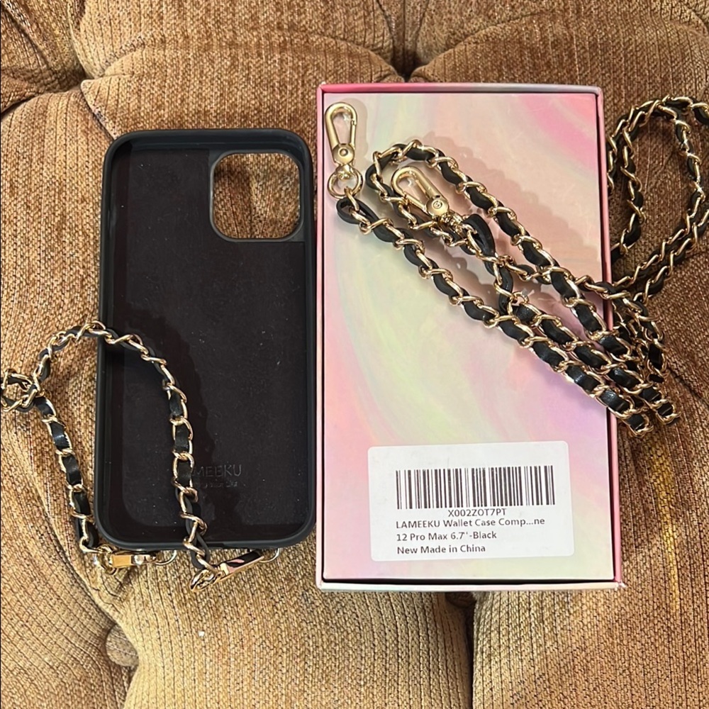 Black Chain Strap IPhone 12 Pro Case with Crossbody Functionality.